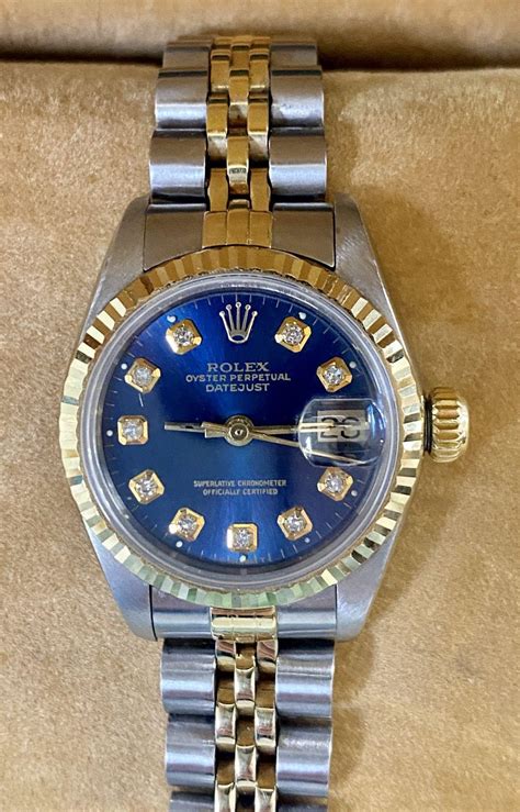 blue rolex womens|Rolex blue face watch.